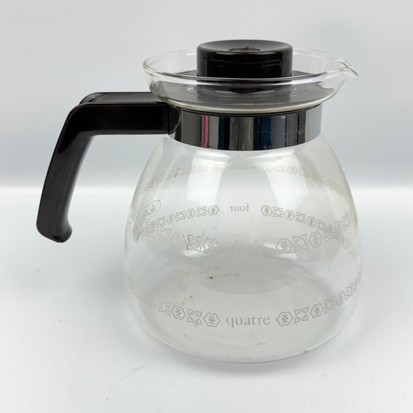 Vintage Melitta Glass Coffee Carafe Pot 8 Cup Black Handle Lid Kitchen Decor - Picture 4 of 11